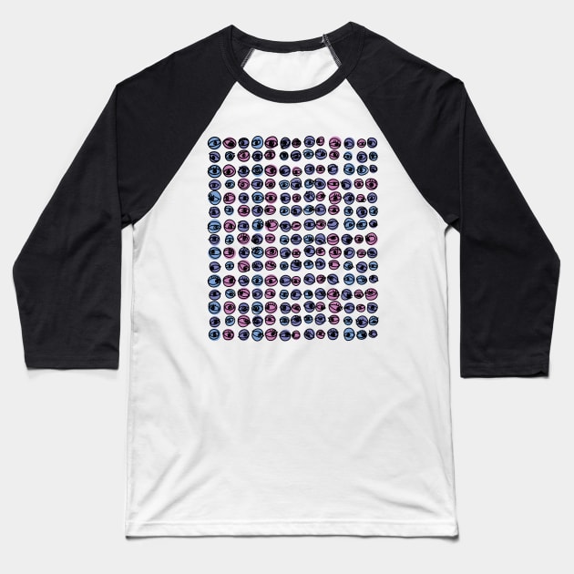 Purple Blue Eyes Modern Decorative Abstract Mosaic Dots Pattern Baseball T-Shirt by SubtleSplit